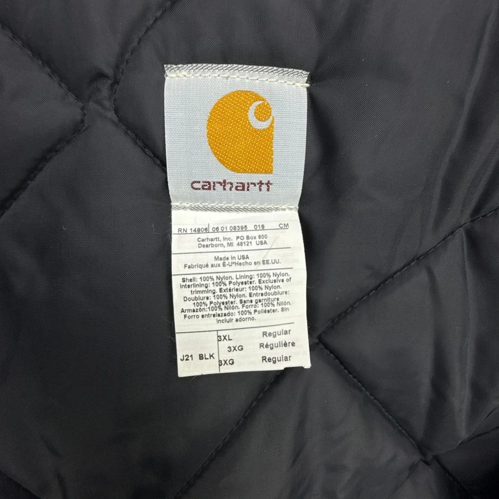 Carhartt Extremes Active Jacket Nylon Quilt Lined Mens 3XL J21 BLK Black NOS NWT